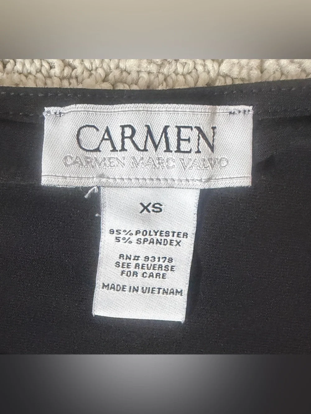 Carmen Marc Valvo Black 3/4 Sleeve Lace-Up Waist Top - Picture 4 of 6